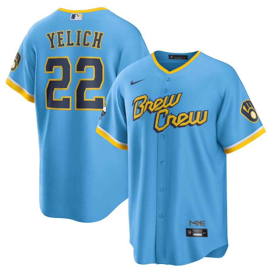 Christian Yelich Milwaukee Brewers City Connect Player Jersey Powder Blue