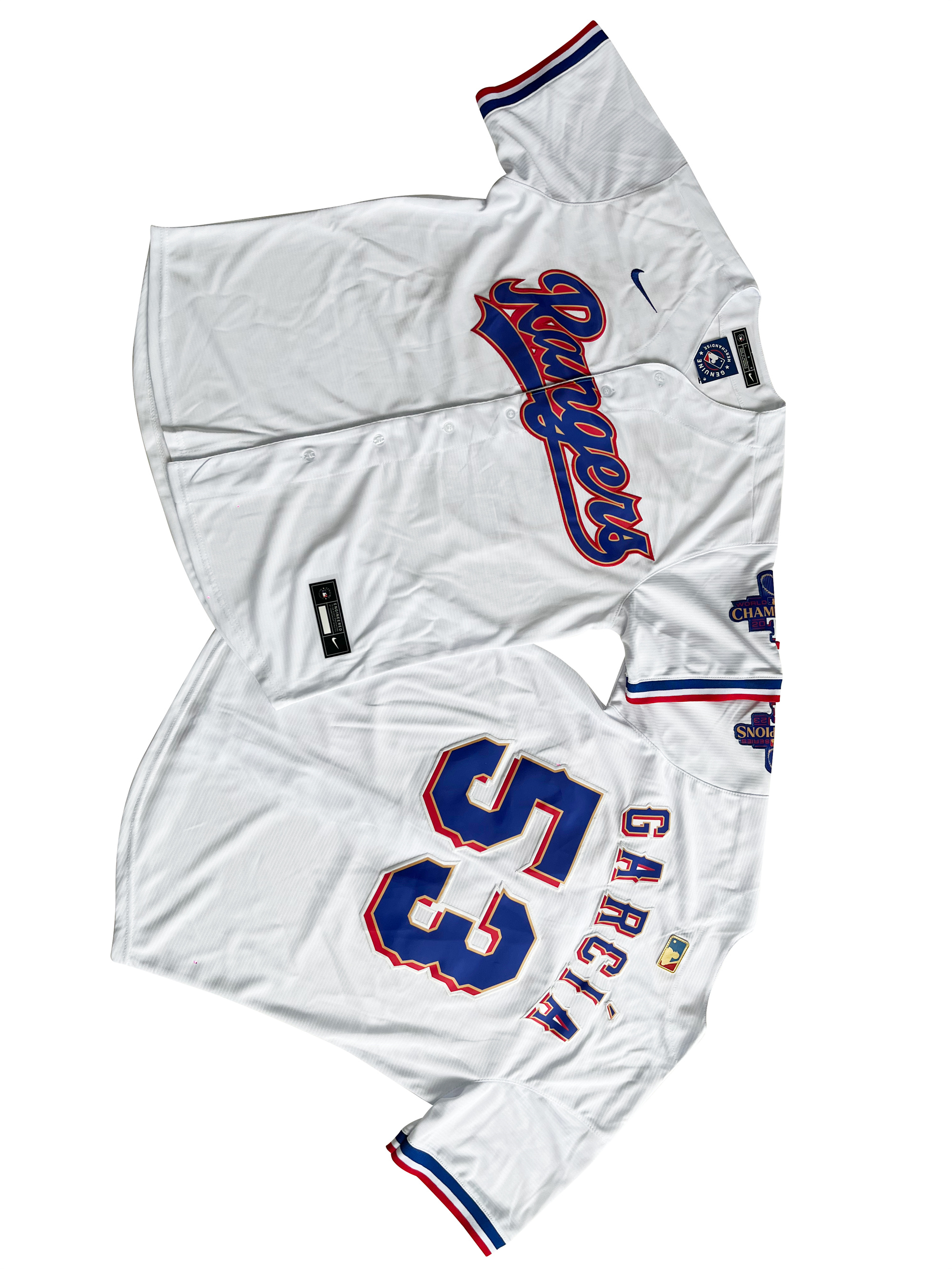 Men's Texas Rangers 53# Adolis Garcia White 2024 Gold Collection Limited Player Jersey