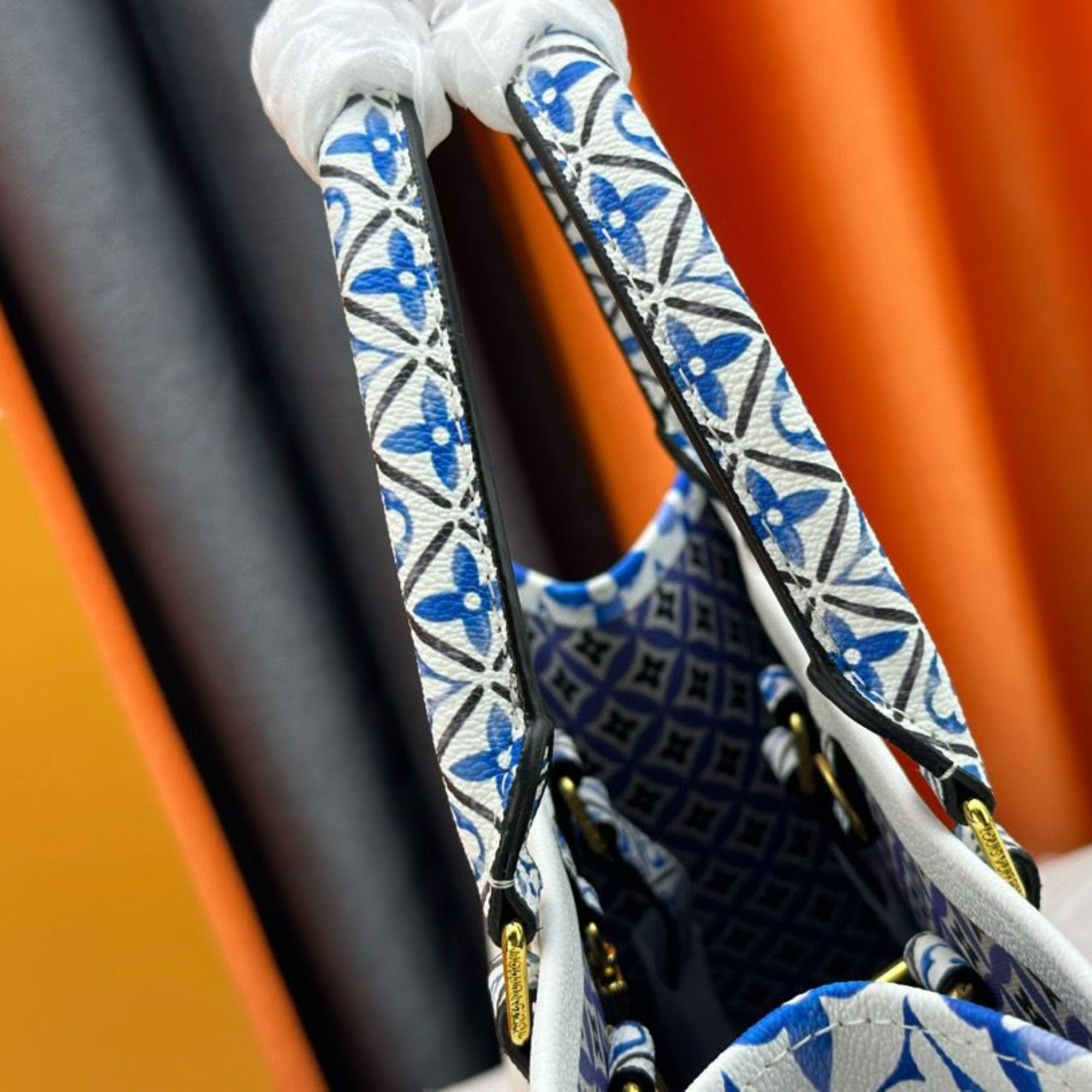 Louis Vuitton Onthego Handbag Blue Monogram Pattern 35cm/13.8in