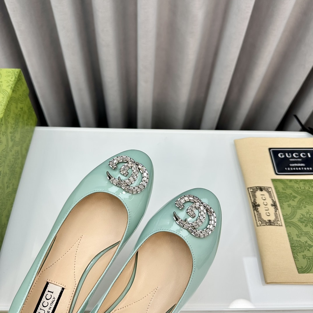 Gucci Crystal Gg Women’S Ballet Flat Blue