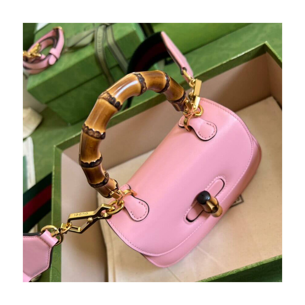 Gucci Mini Top Handle Bag with Bamboo Pink