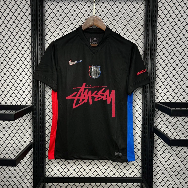 2024-25 Barcelona Stussy black football jersey