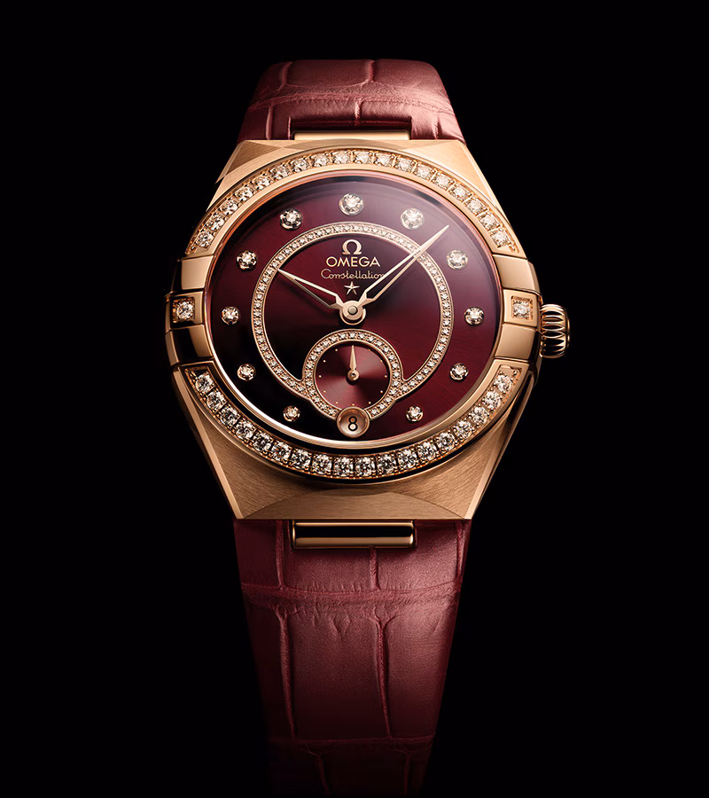 OMEGA Constellation 34mm Red Dial with Diamonds Sedna™ 18k Rose Gold Strap 131.58.34.20.61.001