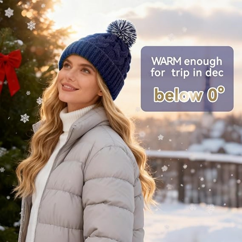 Slouchy Chunky Knit Beanie with Pom Pom