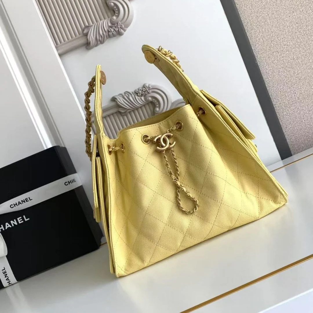 CC 25C Hobo Bag 30cm Yellow Grained Calfskin