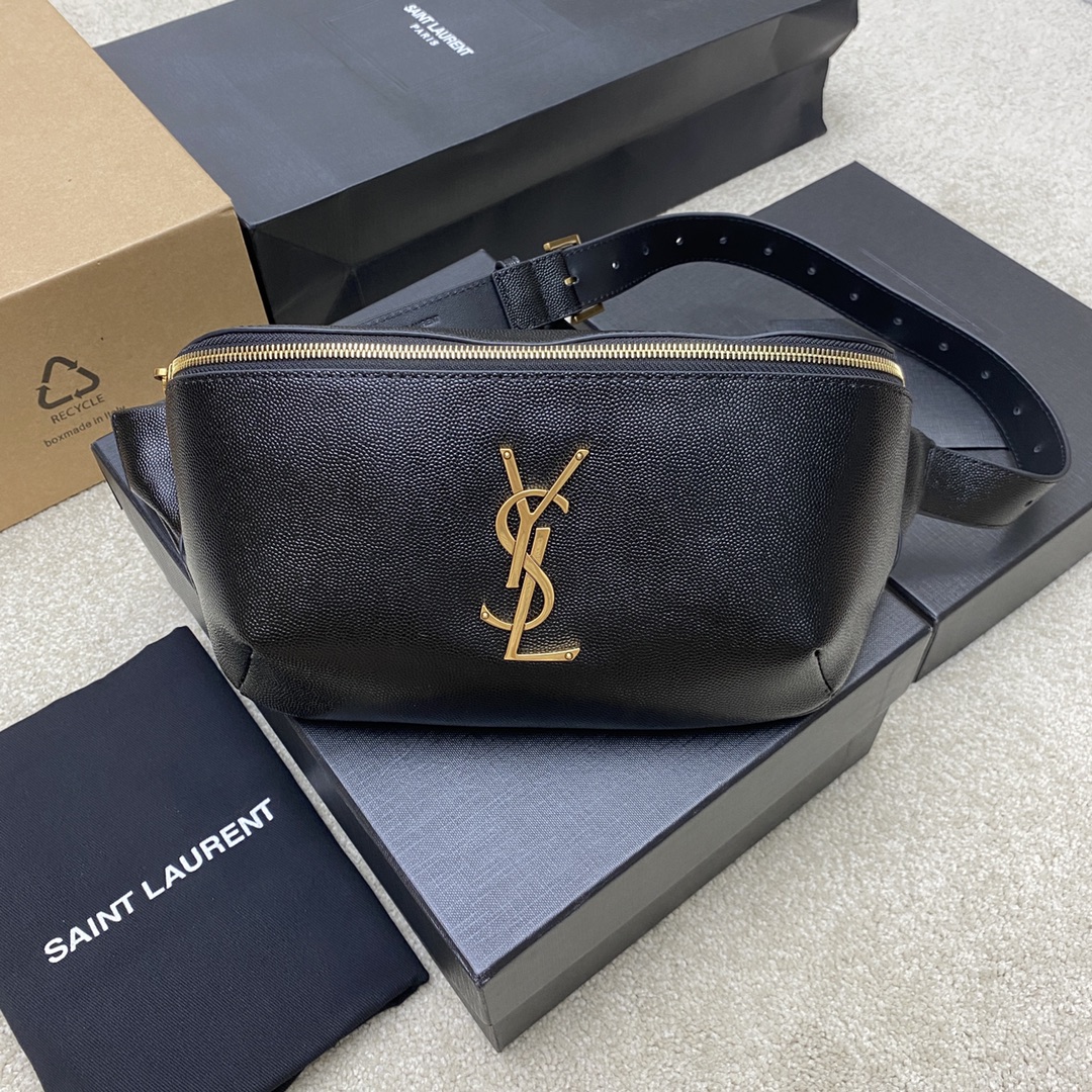 Black Pebble Texture/Gold (Waist Bag)