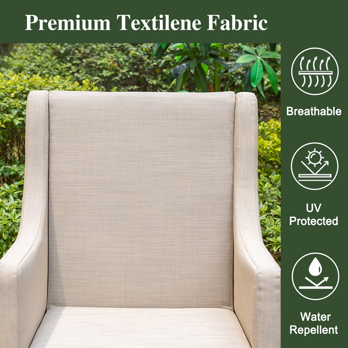 7-Piece Outdoor Dining Set with Padded Textilene Chairs & Metal Rectangle Dining Table