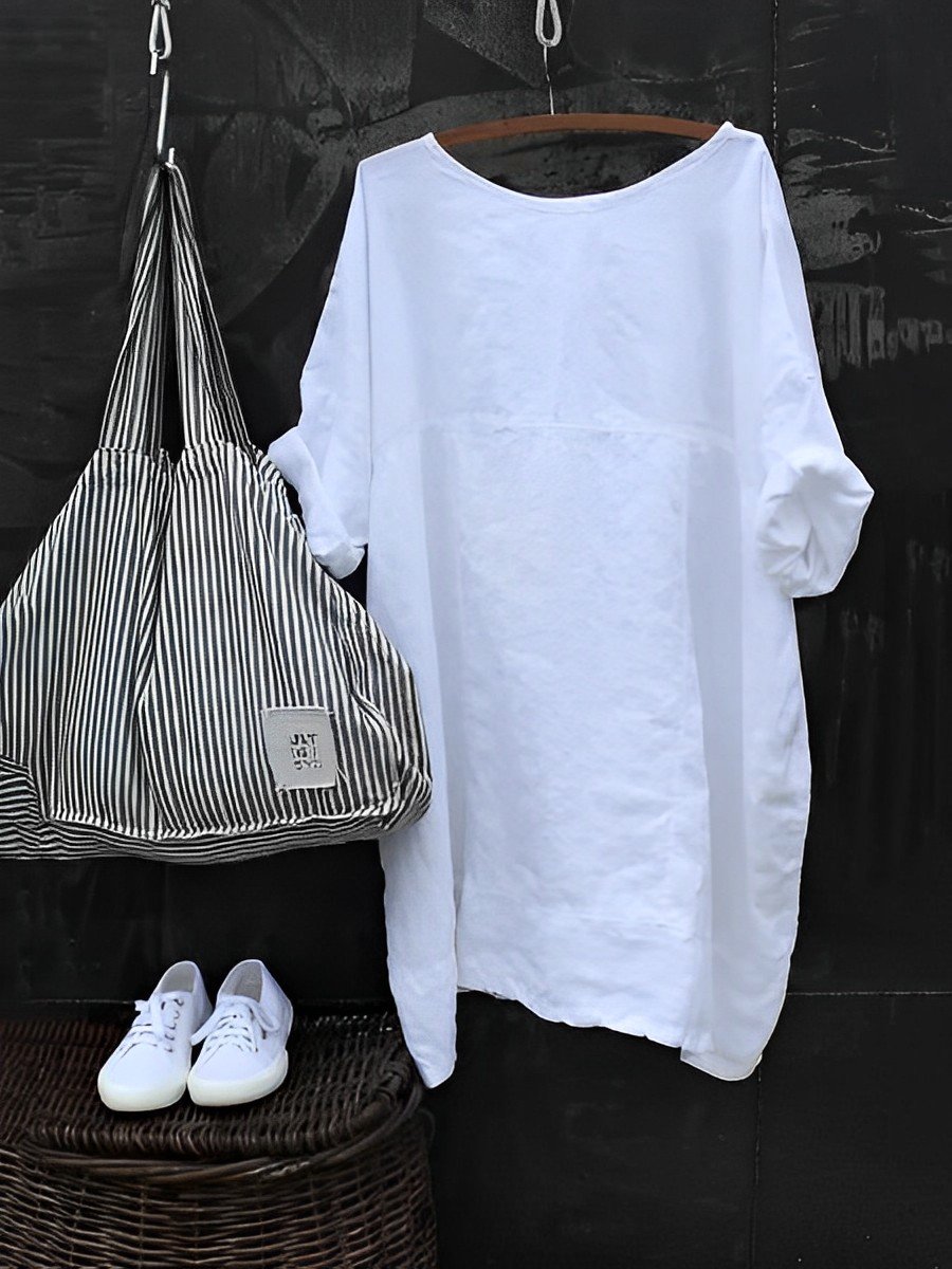 Cotton Half Sleeve Solid Casual Tops