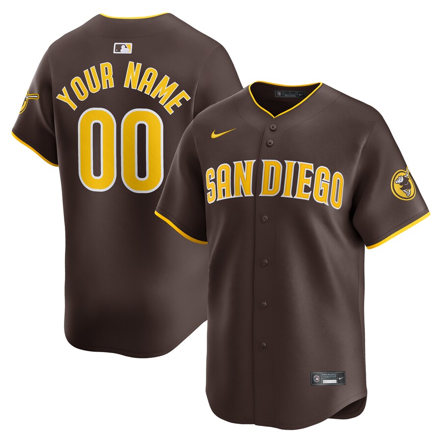 San Diego Padres Away Limited Custom Jersey Brown