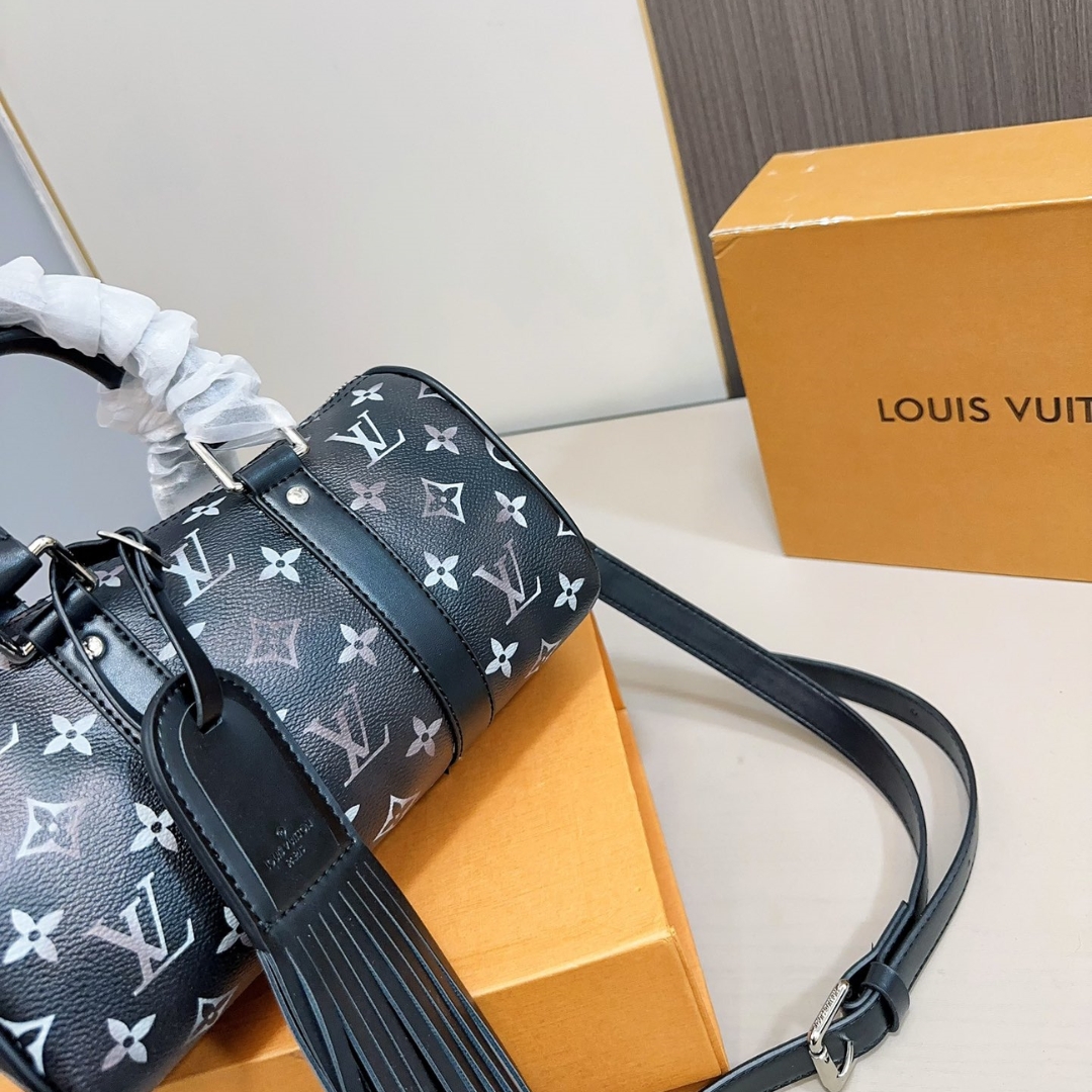 Louis Vuitton Keepall Bandouli Re 25 Bag Monogram Brushed Cowhide Black 25Cm M11595