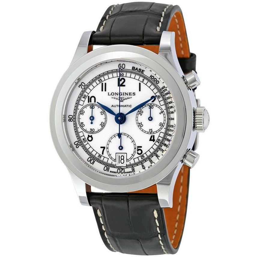 【Super Clone】Longines Men's L2.768.4.13.2 Heritage Chronograph Black Leather Watch