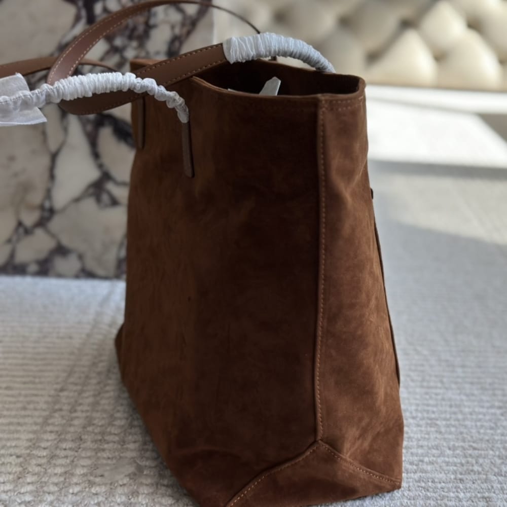 Prada Suede Double Tote Bag Cocoa Brown 35Cm