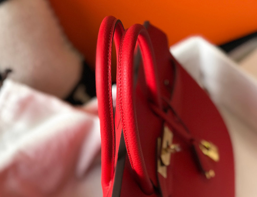 Hermes Birkin 35Cm Red Togo Leather Gold Hardware