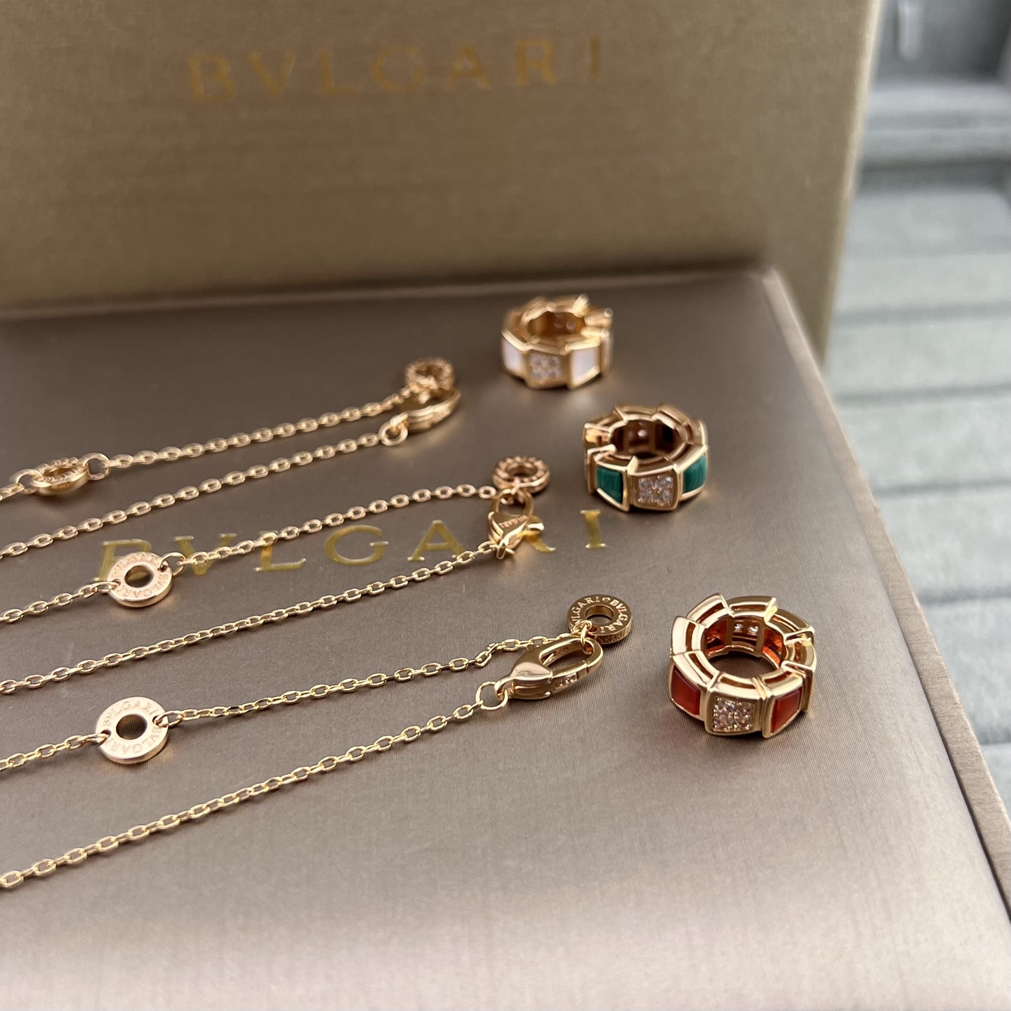 Rose gold snake pendant necklace