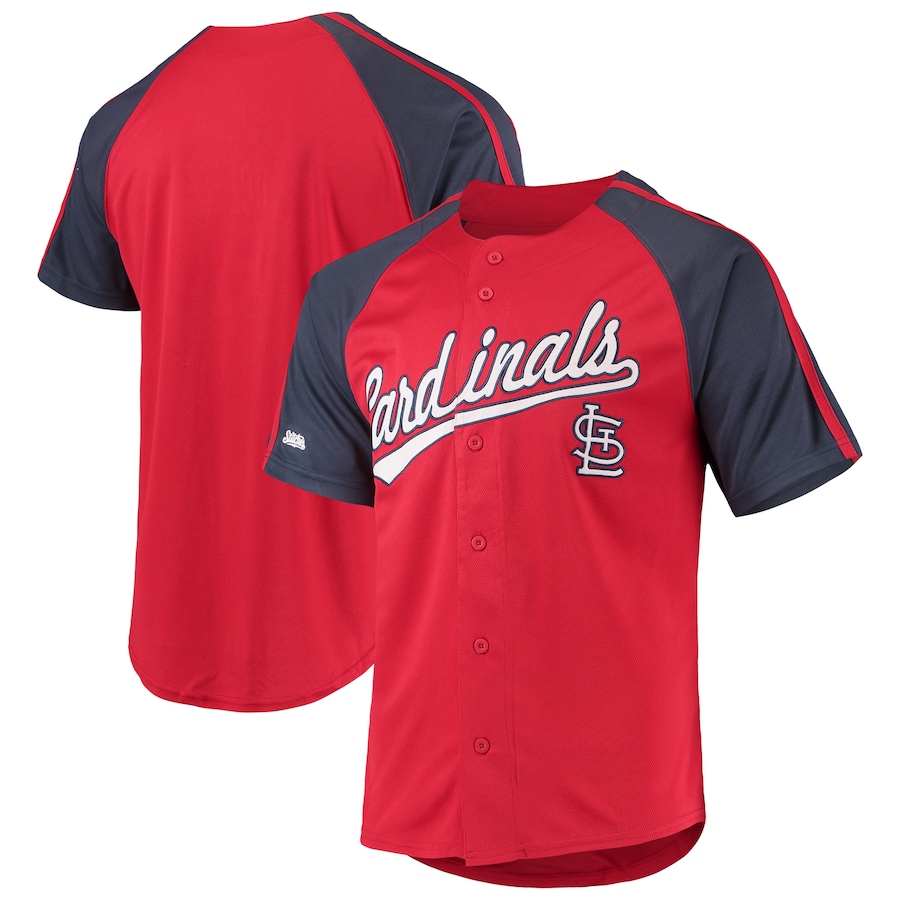 St. Louis Cardinals Stitches Button-Down Raglan Jersey Red