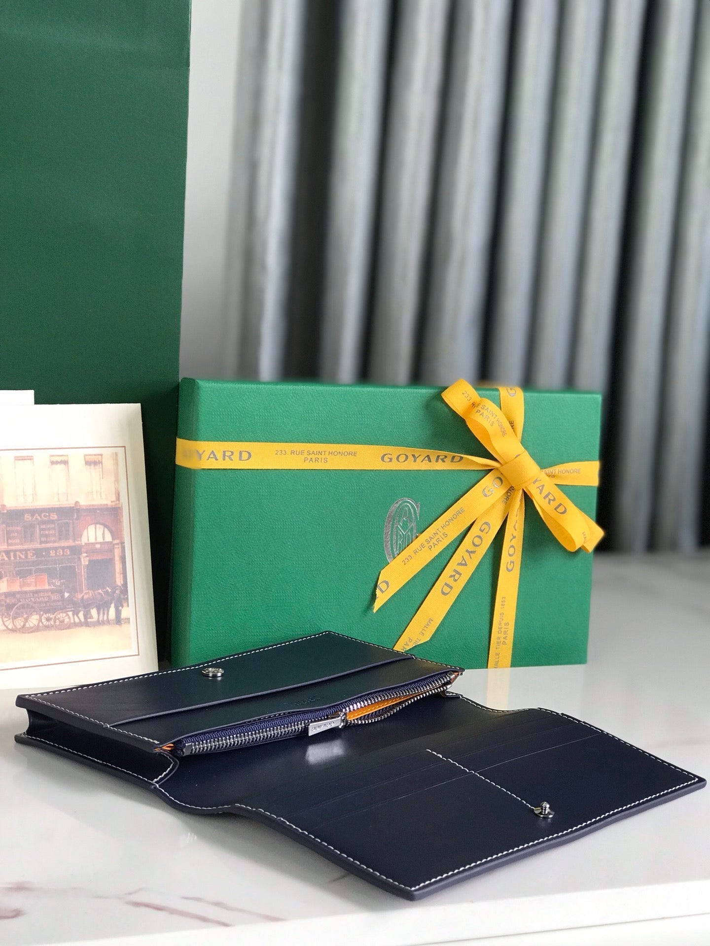 Goyard Richelieu Wallet 19 Cm Navy Blue Goyardine Canvas