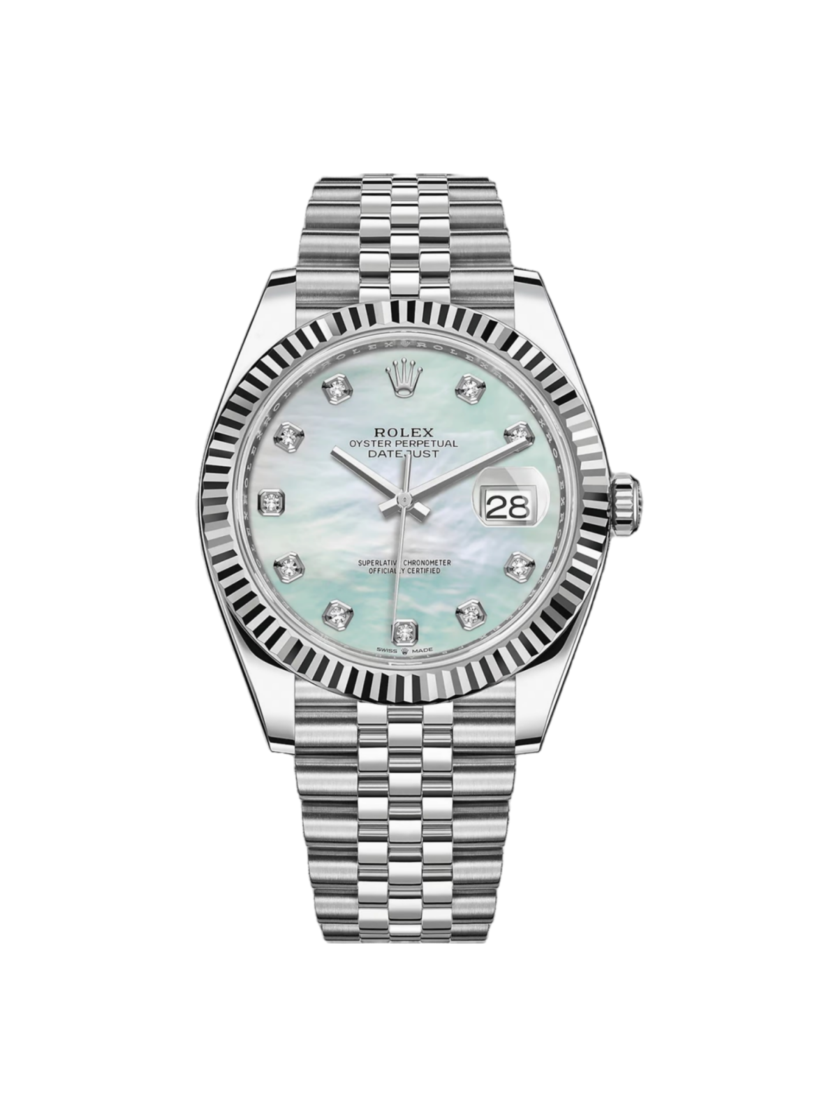 Rolex  Datejust 41 Mother of Pearl Diamond Stainless Steel Fluted Oyster - 126334