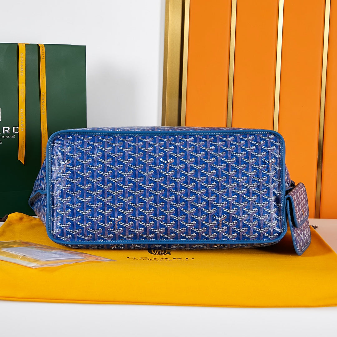 Goyard Saint Louis Gm 40 Blue Canvas Chevroches Calfskin