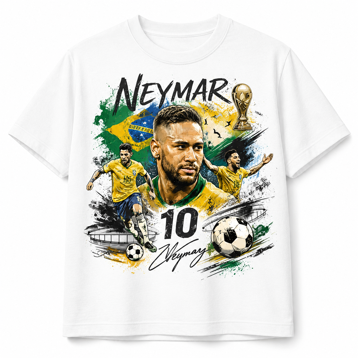Neymar World Cup Printed T-Shirt  Unisex Loose Fit T-Shirt 100% Cotton Soft Comfortable Summer Casual Printed Top