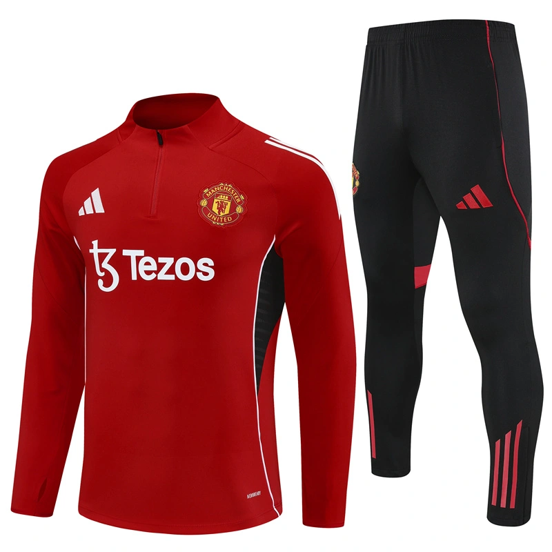 2025-26 Manchester United Red Long Sleeve Training Suit