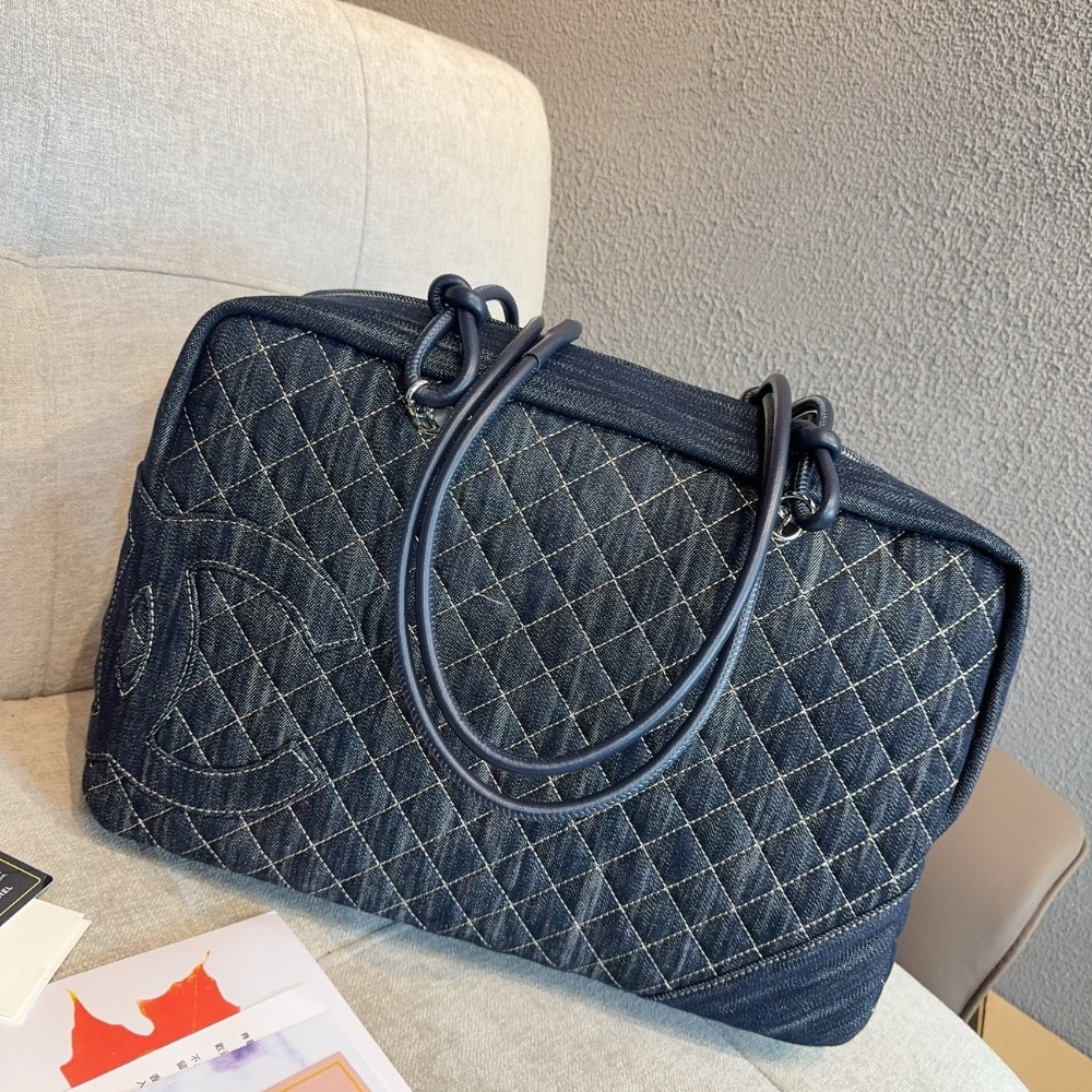 Chanel Denim Duffle Bag Blue Denim 40Cm