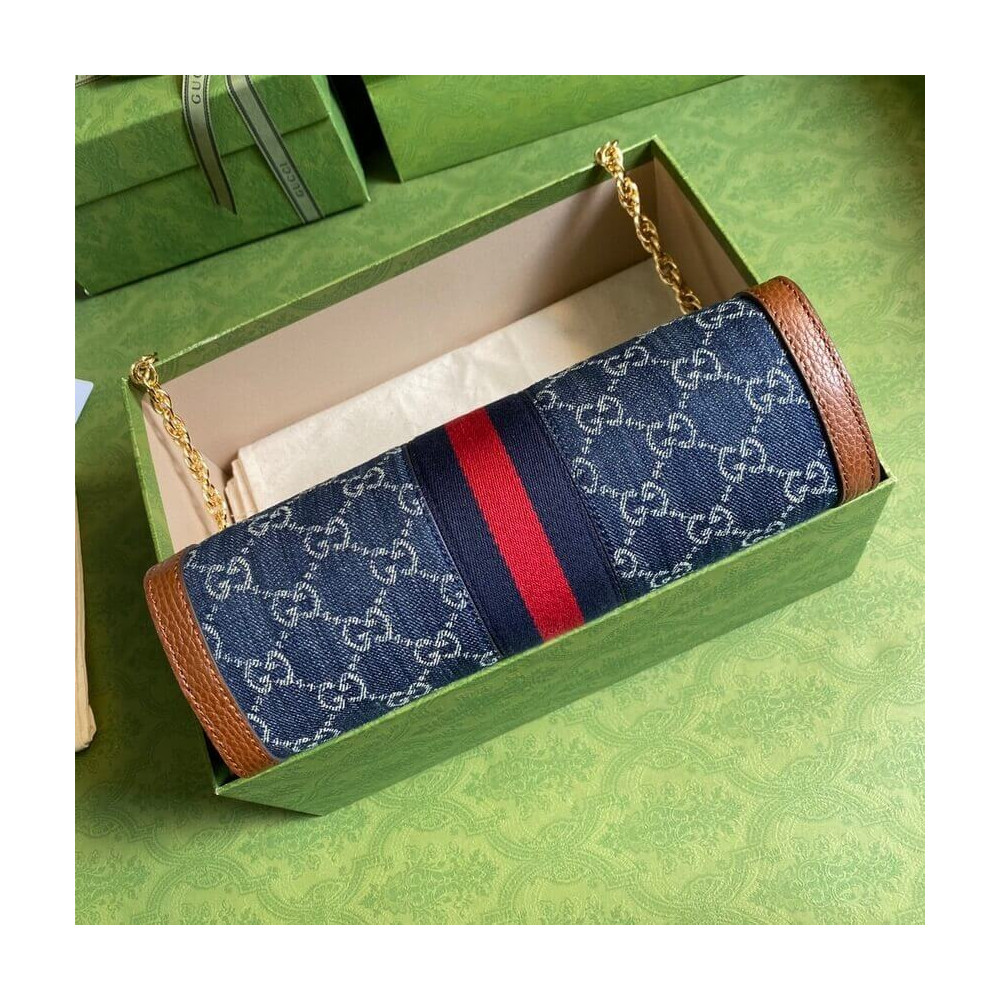 Gucci Ophidia GG Small Shoulder Bag in Blue Demin