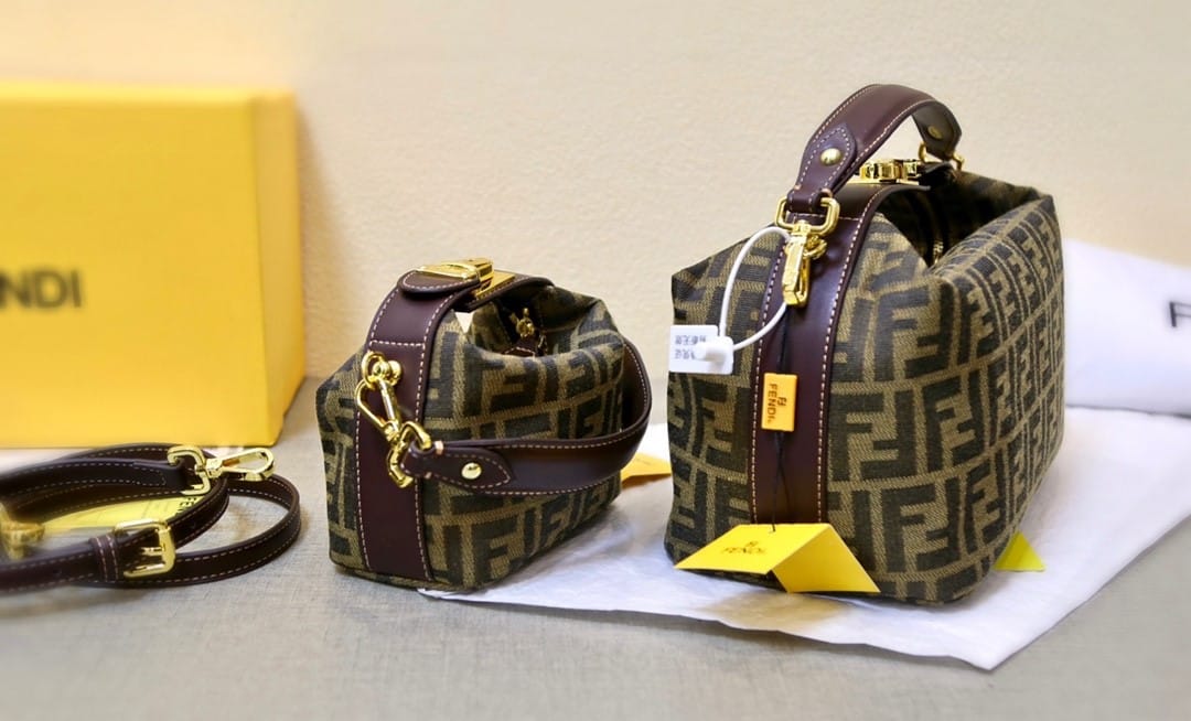 Fendi Zucca Jacquard Mini Pouch Bag Brown 27Cm