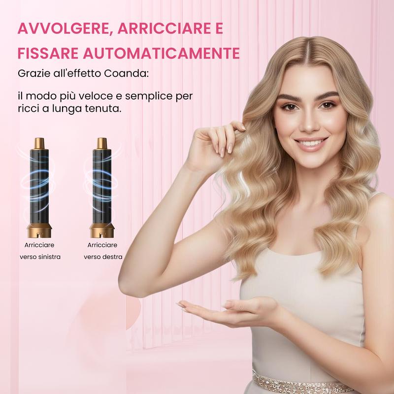 Atopskins Airstyler 5 in 1, asciugacapelli con ioni negativi, styler magico, spazzole termiche Foehn, spazzola dritta, barra riccia, set di spazzole ad aria calda