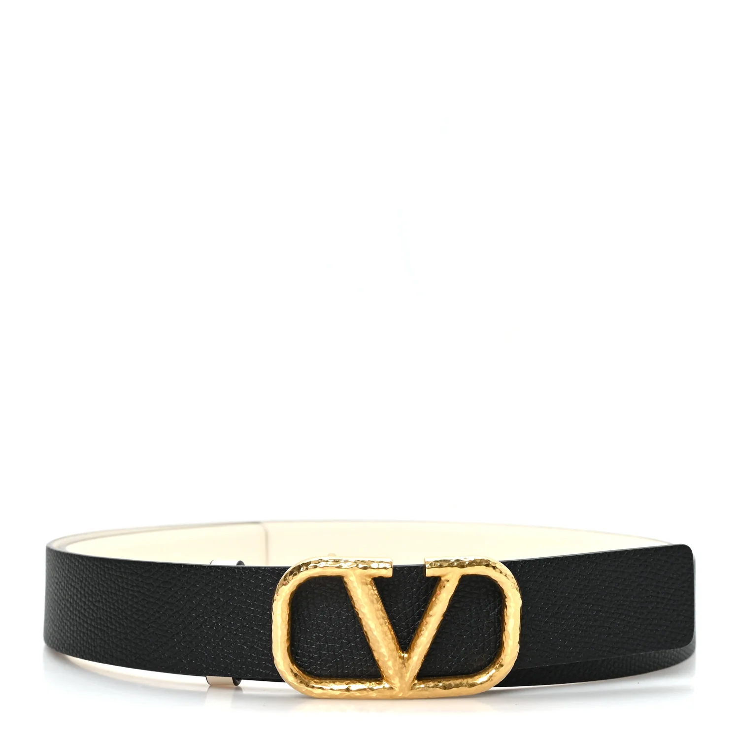 Glossy Calfskin Grainy Calfskin Hammered VLogo Reversible 30mm Belt 80 32 White Black