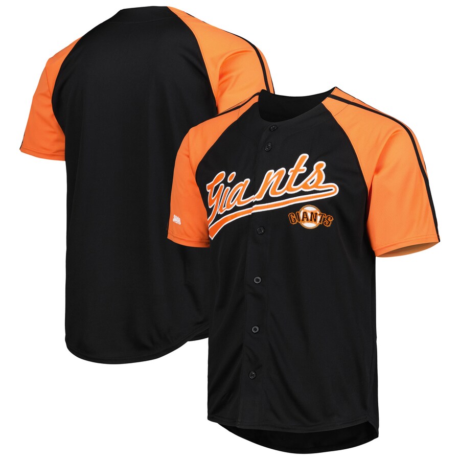 San Francisco Giants Stitches Button-Down Raglan Fashion Jersey Black