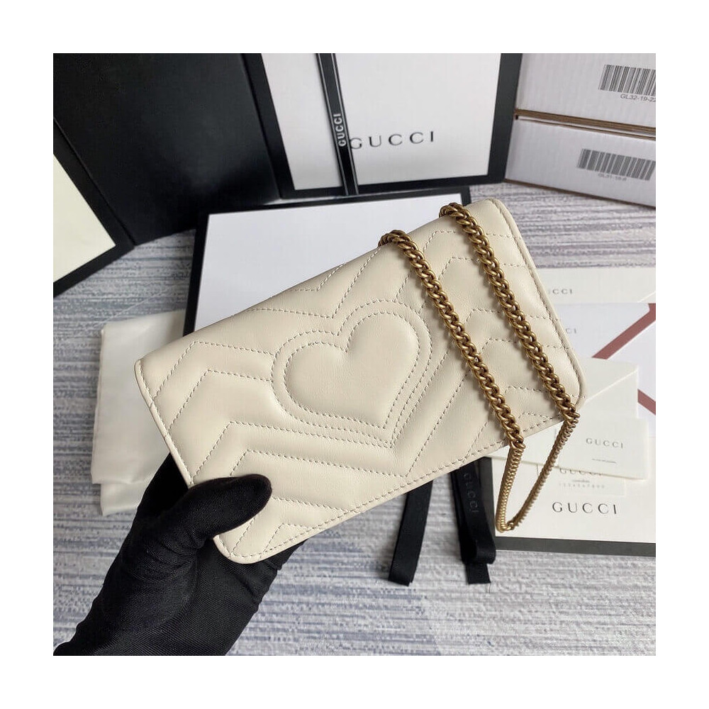 Gucci GG Marmont Mini Bag In White Leather