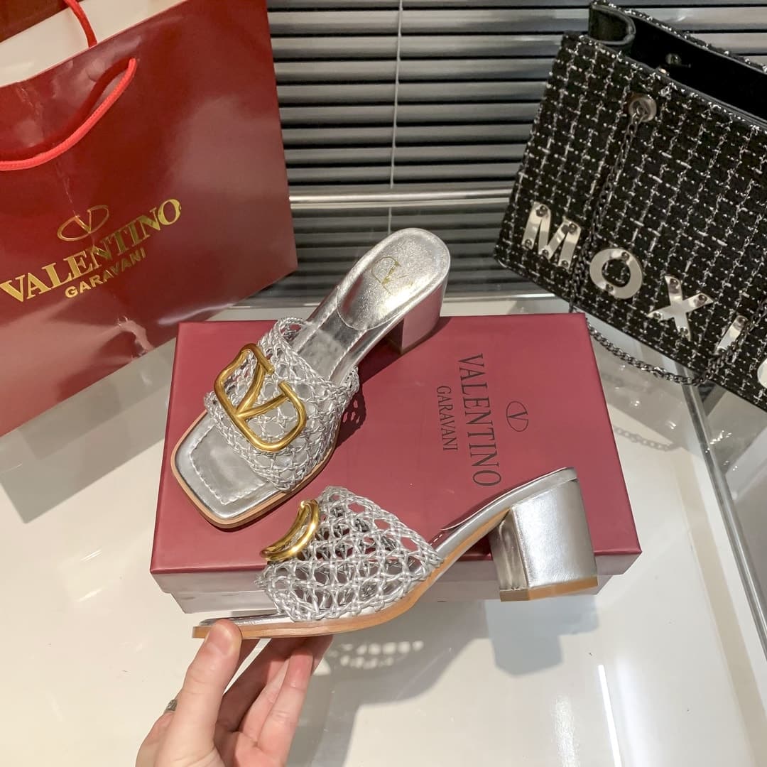 Valentino Garavani VLogo Sandal Silver