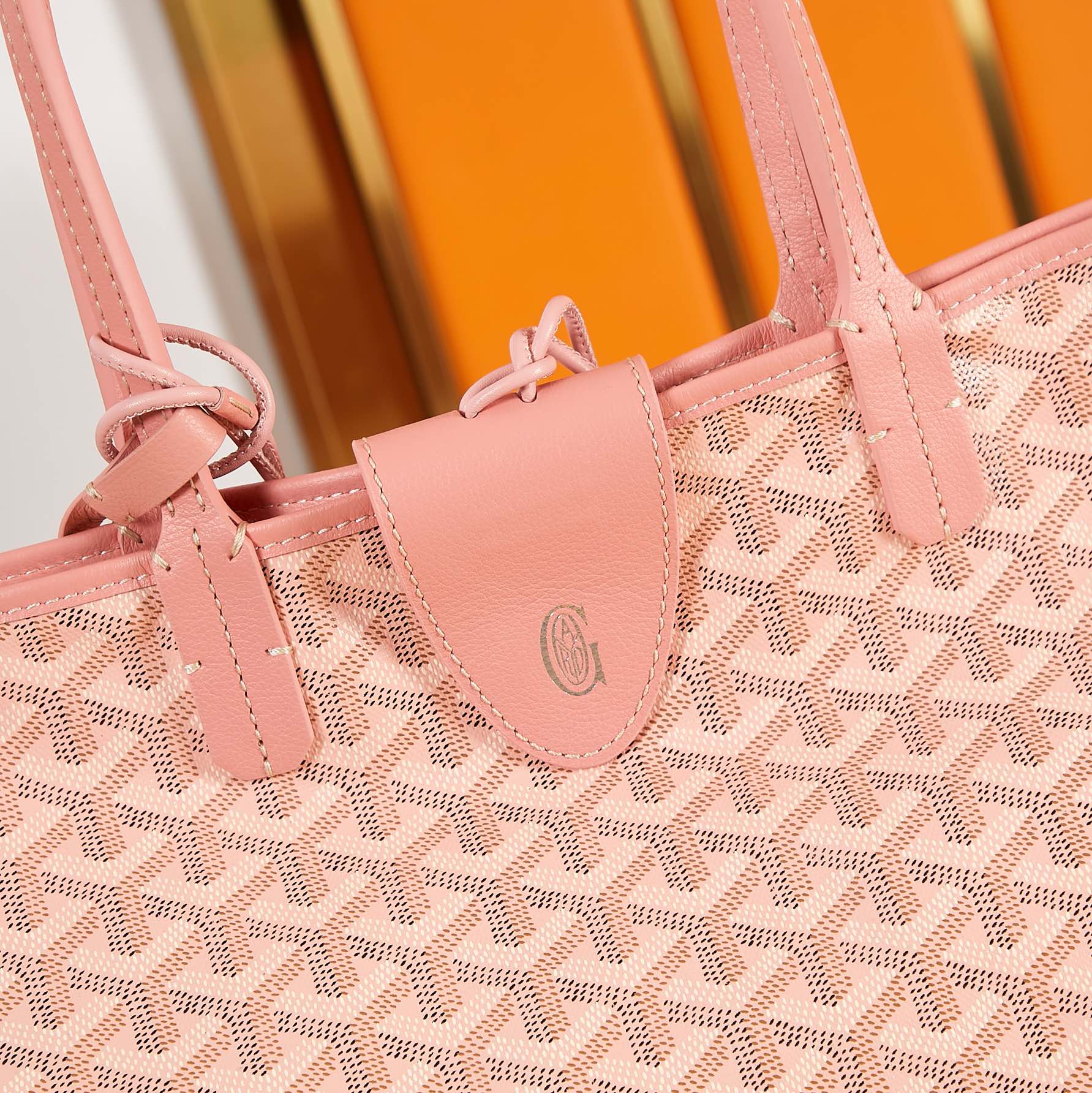 Goyard Saint Louis Pm 34Cm Pink Canvas Chevroches Calfskin