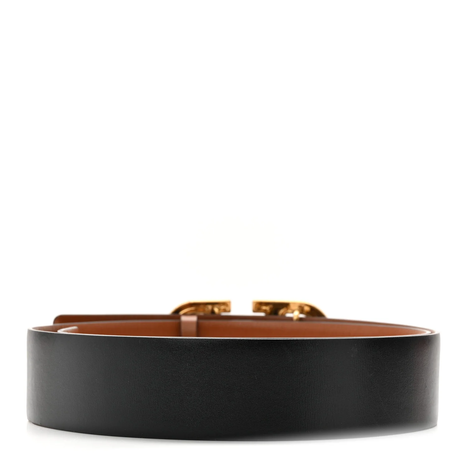 Glossy Calfskin VLogo Reversible 40mm Belt 90 36 Saddle Brown Black