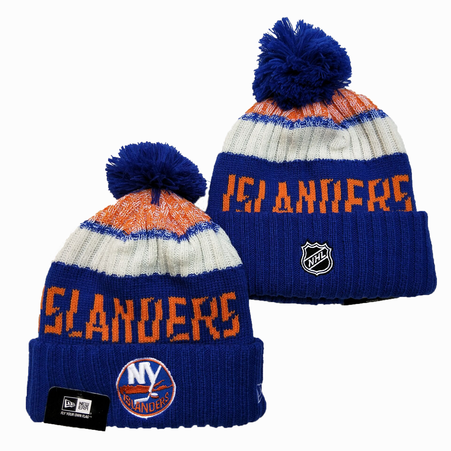 Men's Orange New York Islanders Knitted Cuffed Hat with Pom