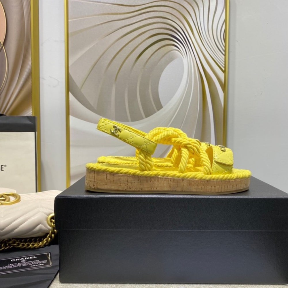 Chanel Rope Sandals Strap Yellow