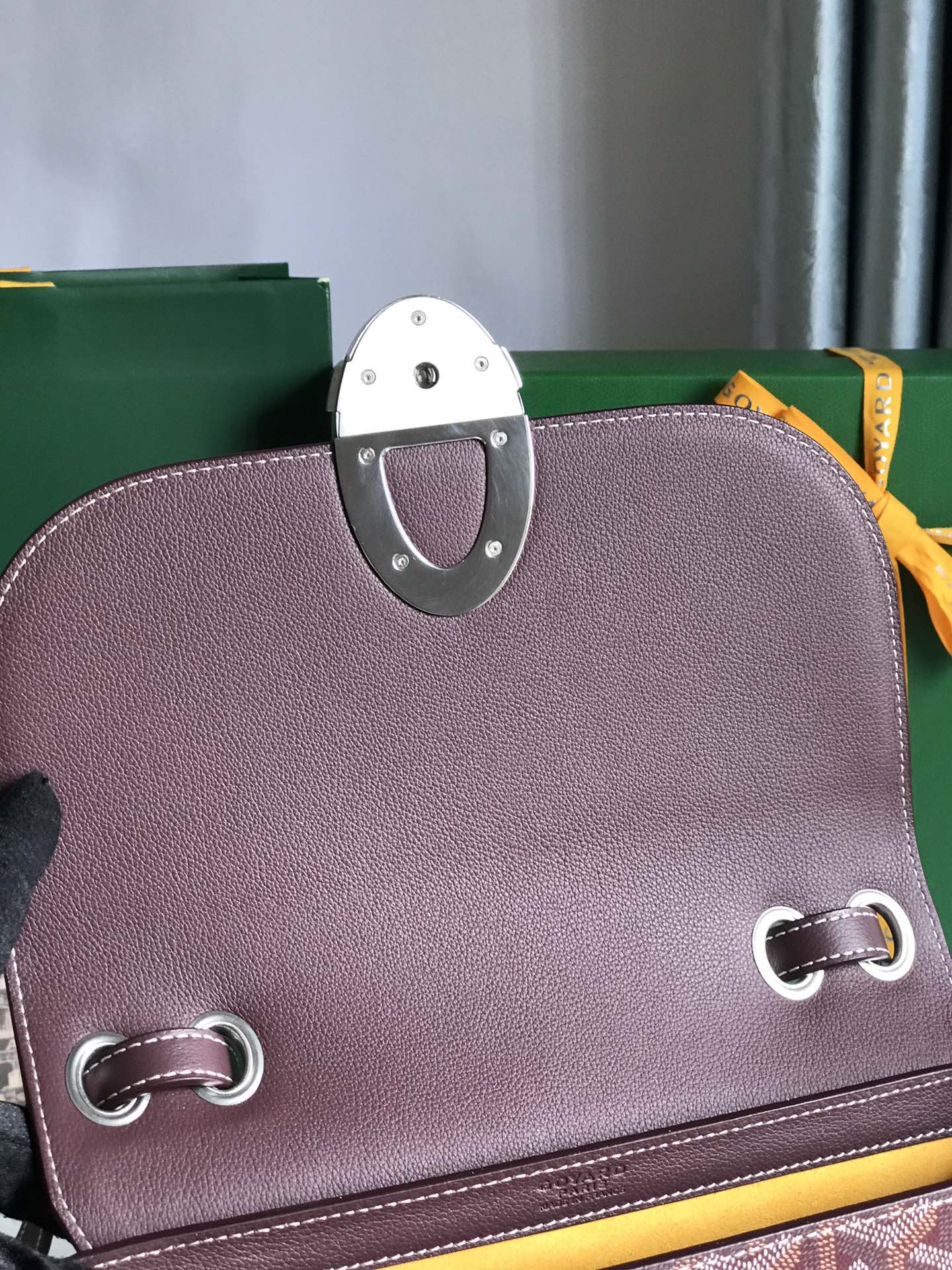 Goyard 233 Bag Wine Red Calfskin And Goyardine Canvas 25cm