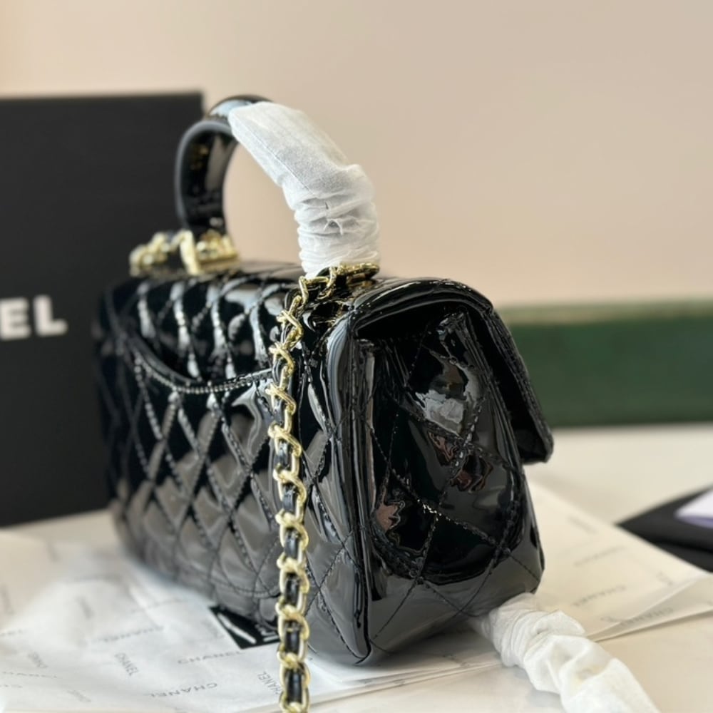 Chanel Mini Classic Handbag With Top Handle Black 20cm As2431 B18237 94305