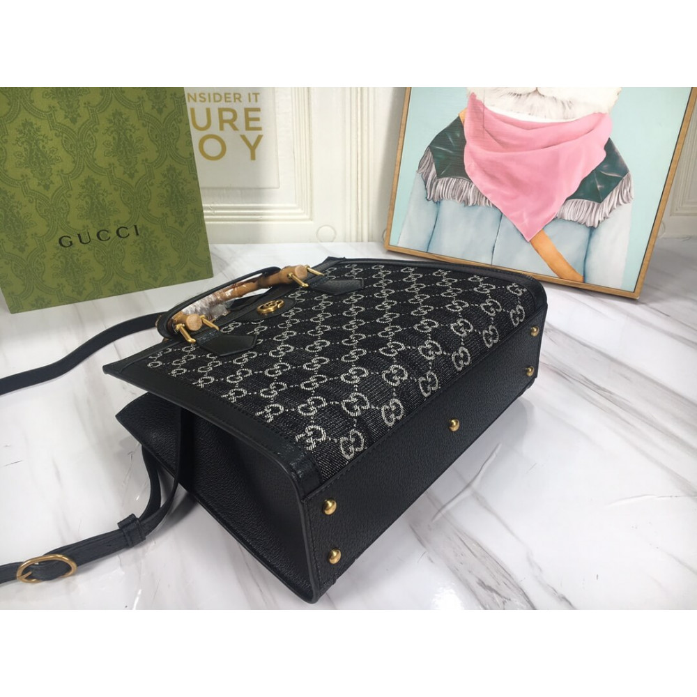 Gucci Diana Small Tote Bag in Black Denim