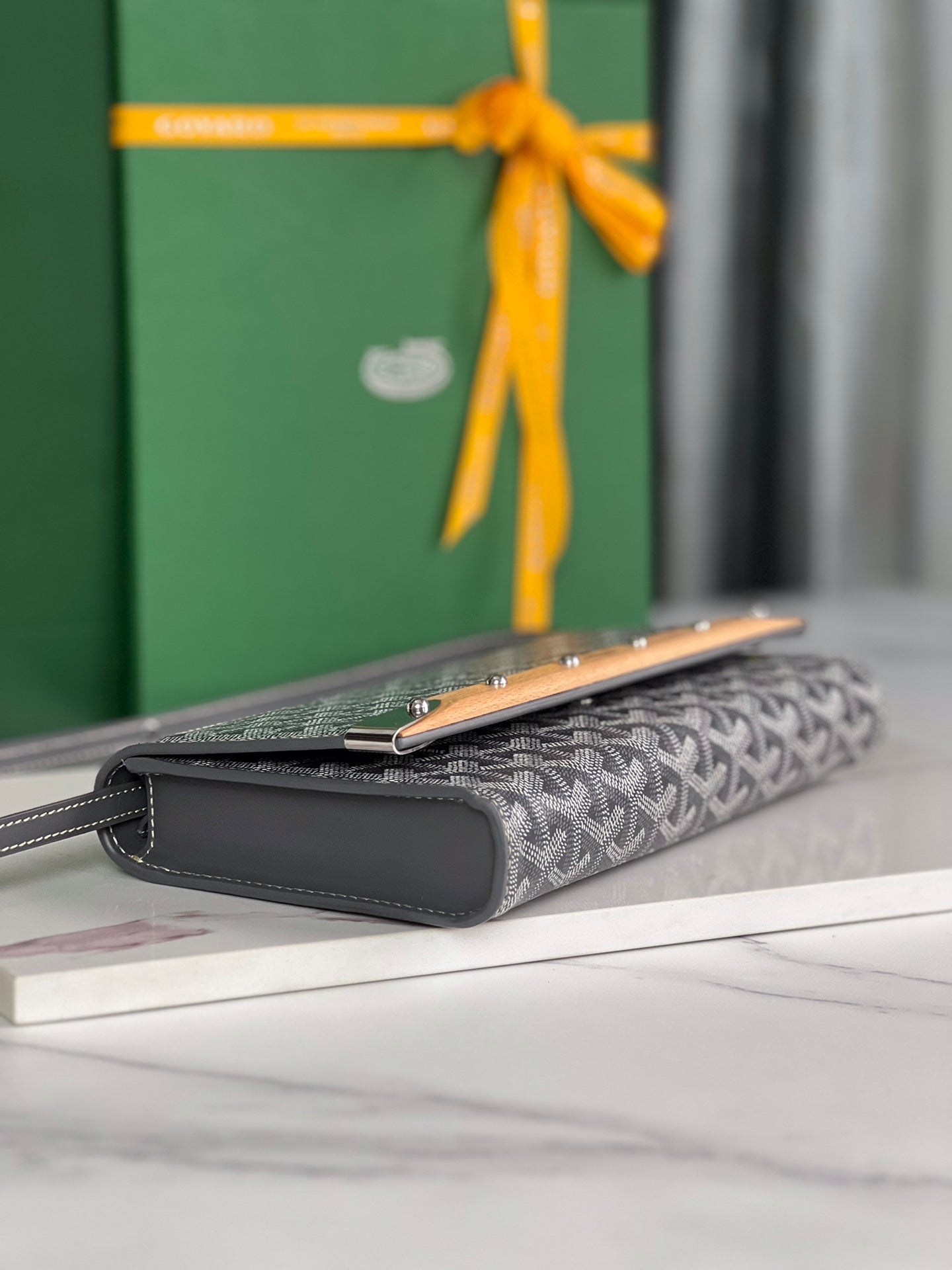 Goyard Monte-Carlo Pm Clutch 25 Cm Gray Goyardine Canvas
