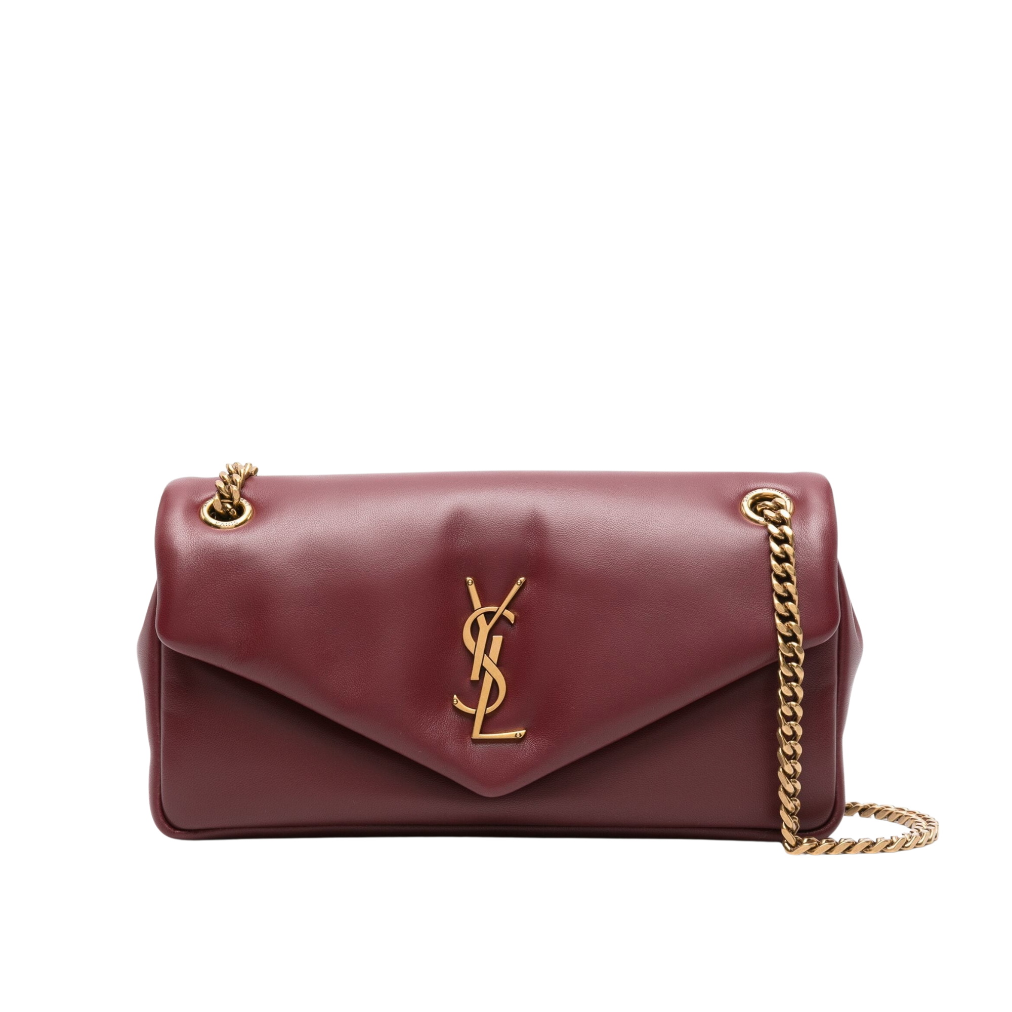 Saint Laurent Calypso Small In Plunged Rouge Merlot 27Cm