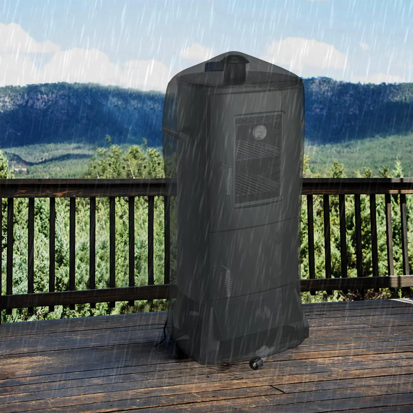 🔥Limited Warehouse Deal🔥 Heavy-Duty Vertical Barbecue Smoker Set with Cover – 3 Removable Cooking Shelves & Easy Temperature Control