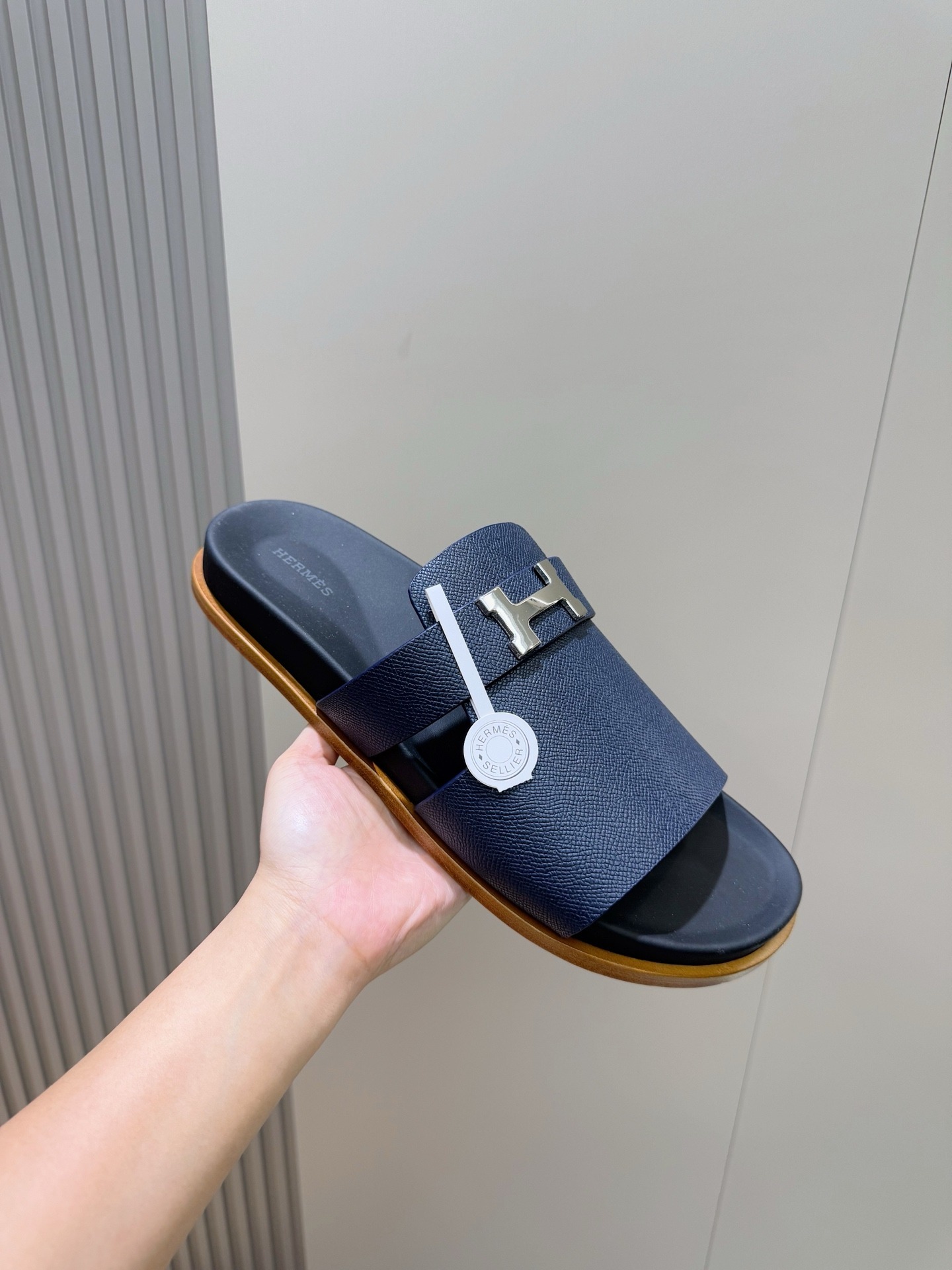 HERMES JAURES SANDAL NAVY BLUE