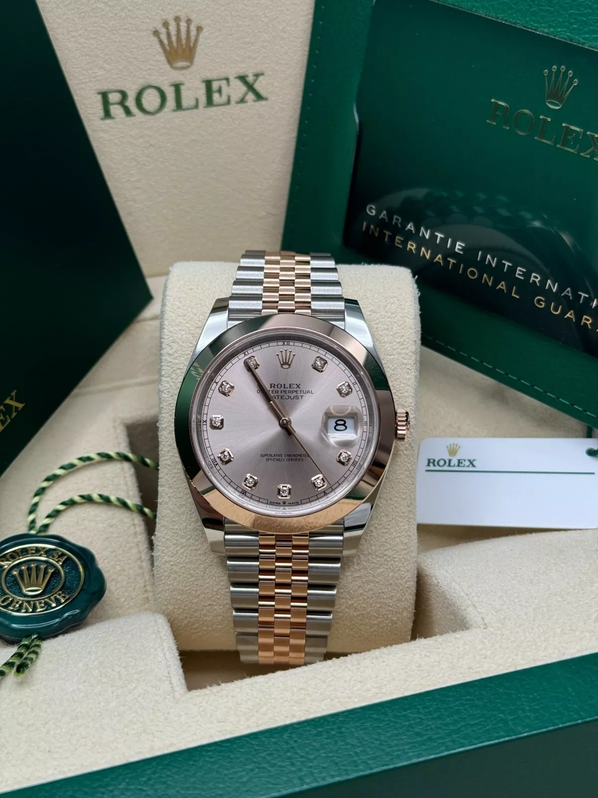 【Super Clone】RLX Datejust 41mm 126301 Sundust Diamond Jubilee Steel and Everose Gold Watch