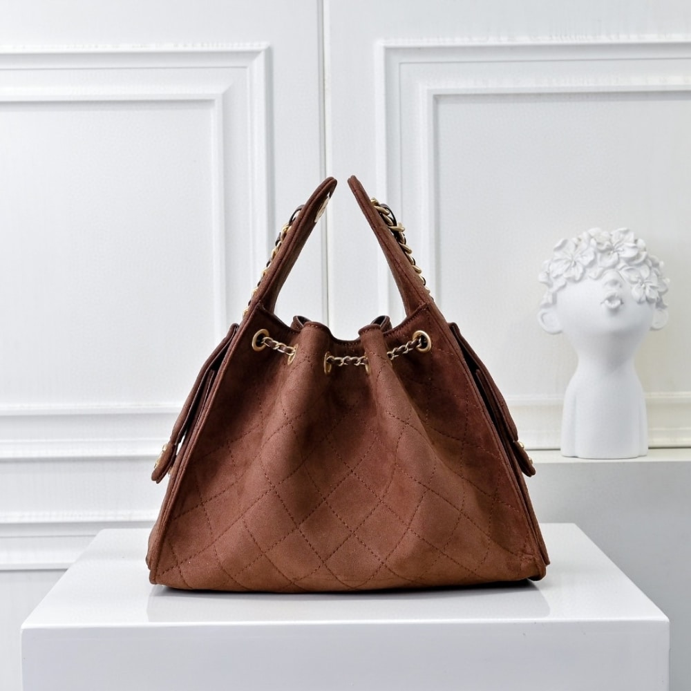 Chanel 25 Small Handbag Gold Tone Metal Brown 26Cm As5293 B18799 U3950