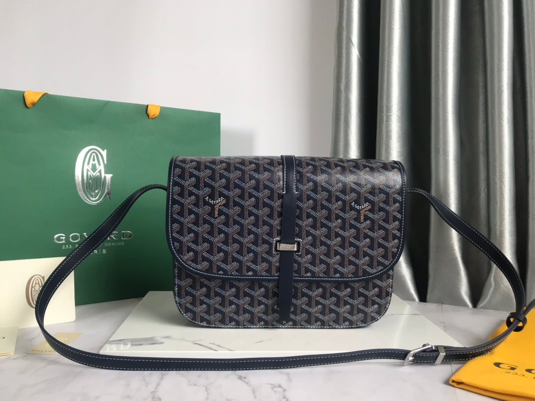 Goyard Belvedere Mm Bag 28Cm Navy Blue Canvas