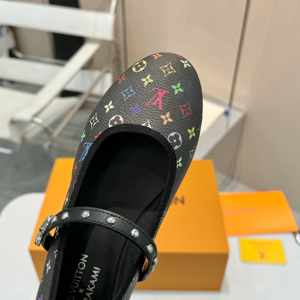 Louis Vuitton X Takashi Murakami Romy Flat Ballerina Black 1agvc3