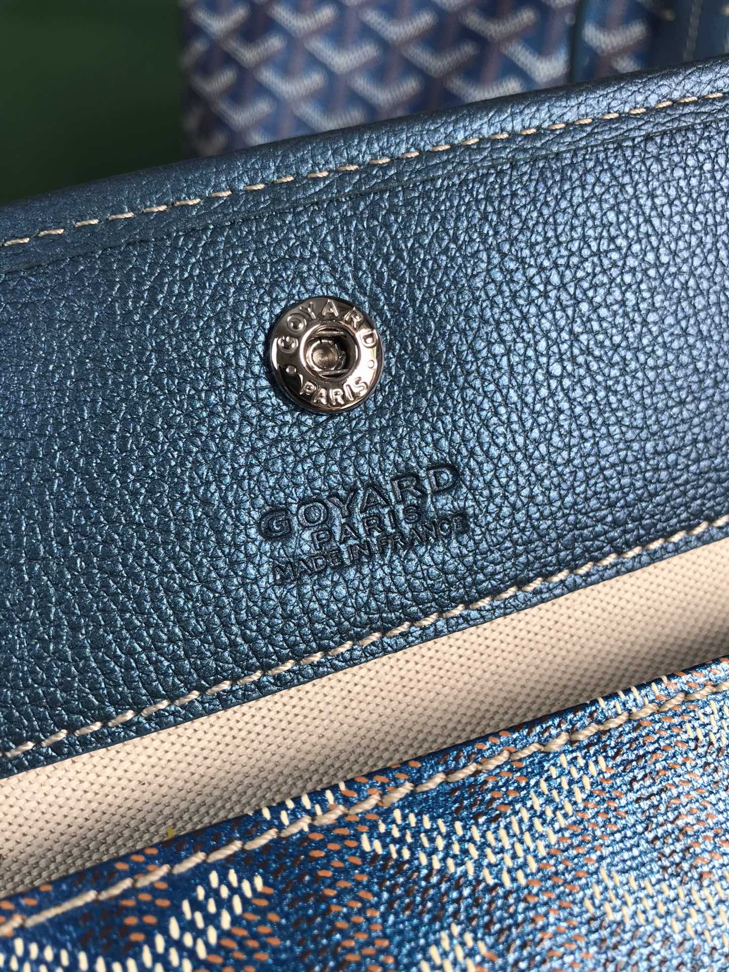 Goyard Saint Louis Gm Bag 40Cm Deep Blue Canvas Chevroches Calfskin