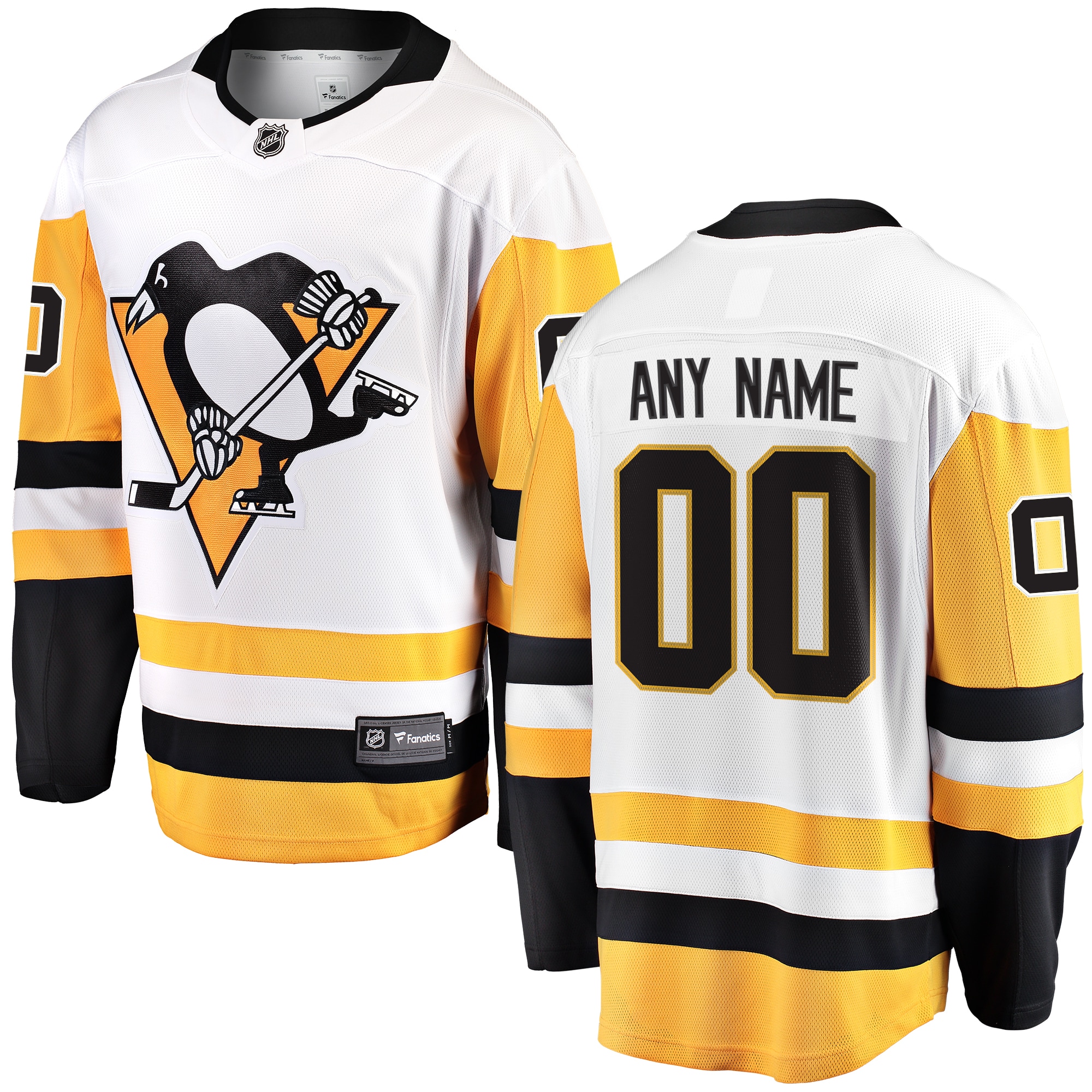 Pittsburgh Penguins Fanatics Away Breakaway Custom Jersey – White