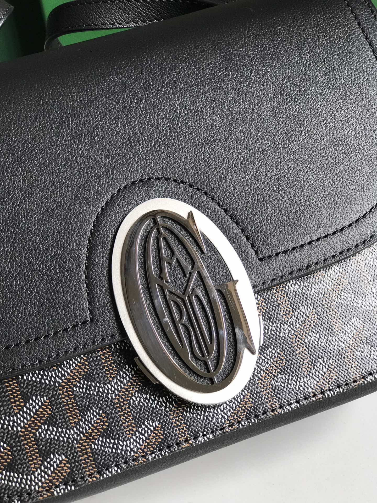 Goyard 233 Bag 25 Cm Black Calfskin And Goyardine Canvas